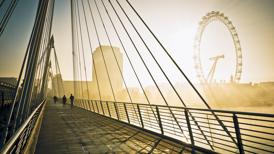 Contemporary Bridge In London At Dawn